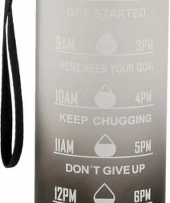 Beste Pirce ⌛ GW-Aqua Motivatie Waterfles Wit/Zwart - 1 Liter Drinkfles - BLACK FRIDAY 2022 PRIJS - Waterfles Met Rietje - Waterfles Met Tijdmarkering - BPA Vrij - Volwassenen - Kinderen ????