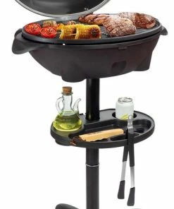 Groothandel ⌛ KitchenBrothers Elektrische Barbecue - Tafelbarbecue Met Grillplaat - Anti-aanbaklaag - Incl. Plank/Houders - BBQ Grilloppervlak 46,5x33,8cm - 5 Standen Tot 300°C - 2400W - Zwart ????