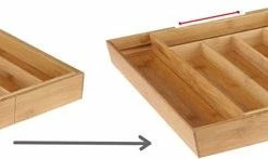 Promo ???? Haushalt HI Bestekbak Uitschuifbaar Bamboe ⭐ -Bourgogne Shop 550x147