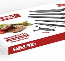 Goedkoop ???? Swiss Pro+ - Keukenmessen Set-koksmessen Set-messensets Zwart-keuken Accessoires-vleesmessen-koksmes-messenset-keramische Messen-dunschiller-pizzasnijder-mes-broodmes ???? -Bourgogne Shop 550x234 4