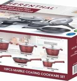 Korting ???? Herenthal Inductie Pannenset - Luxe 10-delige Koekenpannenset - Voor Alle Warmtebronnen - Met Glazen Deksels En Koudgrepen - Grijs ???? -Bourgogne Shop 550x258