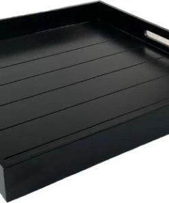 Aanbiedingen ???? Dienblad XL Van WDMT™ | 56 X 56 Cm | Extra Groot Houten Dienblad Met Afneembare ???? Coating En Handvaten | Zwart ????