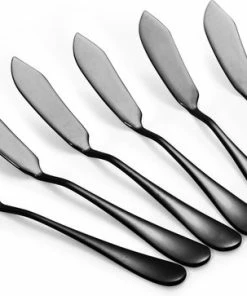 Beste deal ???? Alheco Set Van 6 Botermesjes - Smeermessen - Kleine Mesjes Voor Tapas - 14.5cm - RVS - Zwart ????