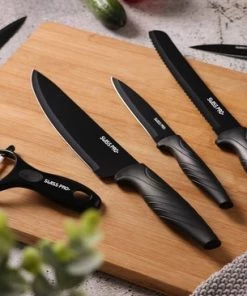 Goedkoop ???? Swiss Pro+ - Keukenmessen Set-koksmessen Set-messensets Zwart-keuken Accessoires-vleesmessen-koksmes-messenset-keramische Messen-dunschiller-pizzasnijder-mes-broodmes ???? -Bourgogne Shop 550x366 142