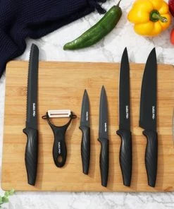 Goedkoop ???? Swiss Pro+ - Keukenmessen Set-koksmessen Set-messensets Zwart-keuken Accessoires-vleesmessen-koksmes-messenset-keramische Messen-dunschiller-pizzasnijder-mes-broodmes ???? -Bourgogne Shop 550x366 144