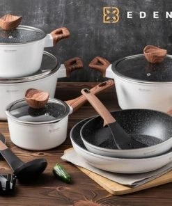 Beste Verkoop ⌛ EDENBERG Edënbërg White Line -15-delige Luxe Pannenset Van Gesmeed Aluminium ???? -Bourgogne Shop 550x366 29