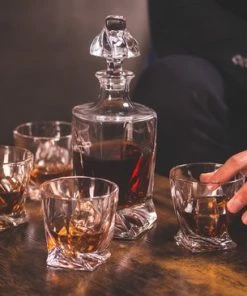 Gloednieuw ???? VDN Edam Whiskey Set Handgeblazen - 1 Whiskey Decanteer Karaf Met 4 Whiskeyglazen - Loodvrij Kristal Glas ✨ -Bourgogne Shop 550x366 48