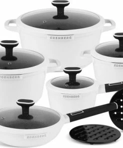 Kopen ???? EDENBERG Edënbërg White Line - 12-delige Luxe Pannenset Van Gesmeed Aluminium ✔️