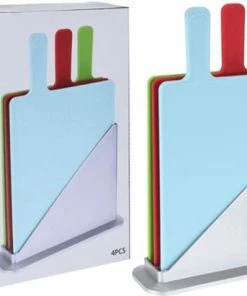 Goedkoopste ???? Excellent Houseware Excellent Snijplankenset Met Houder - 4 Delig Index ???? -Bourgogne Shop 550x411 9