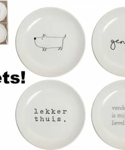 Kopen ???? Gusta® Gusta - Gebaksbordjes - ø 15 Cm - 2 Sets Van 4 Bordjes - Porselein - Wit - 8 Stuks ????