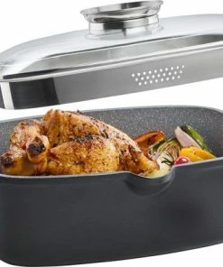 Beste deal ???? ERNESTO Braadslee Pan - Gegoten Aluminium - 5,7 L - Vetarm Dieet - Energiebesparend ???? -Bourgogne Shop 550x417 3