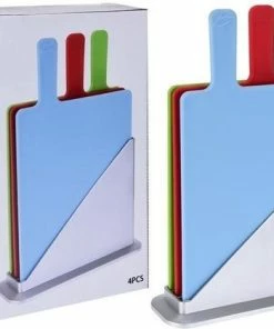 Goedkoopste ???? Excellent Houseware Excellent Snijplankenset Met Houder - 4 Delig Index ???? -Bourgogne Shop 550x419 3