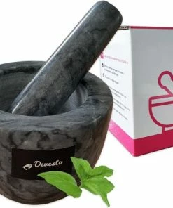 Nieuw ???? Devesto Vijzel Met Stamper - Ø 10,5 Cm - Marmer - Zwart - Mortier ????