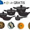 Groothandel ⭐ Royal Swiss - Pannenset 21-delige - Inductie - Steengoeden Pannensets - 10 Afneembare Handgreep - Glazen Deksel - Geschikt Voor Oven - PFAS-vrij - Schort En Sponsvrij GRATIS Zwart ????