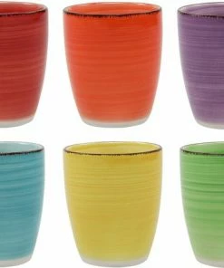 Beste Pirce ???? Studio Tavola Tavola - Koffiemokken - Zonder Oor - Kleurrijk - Aardewerk - 160Ml - 6 Stuks - Mykonos ???? -Bourgogne Shop 550x442 1