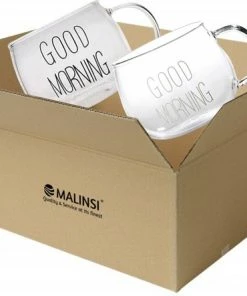 Gloednieuw ???? Malinsi Good Morning Glazen - 2 Stuks 400ml - Koffie En Thee Beker - Dessert En Ontbijt Glas - Theeglazen - Koffiebeker - Cadeau Voor Man & Vrouw - Sinterklaas & Kerst ???? -Bourgogne Shop 550x443