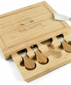 Goedkoop ???? YourSurprise Kaasmesjes Set Met Gegraveerde Houten Snijplank - Breed Mes, Dun Mes, Vork En Puntig Mes - Het Perfecte Cadeau Voor Een Kaasliefhebber - Brie, Camembert, Morbier En Oude Kaas Nu Nóg Lekkerder Met Deze Kaas-set ????