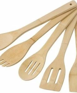 Kopen ???? Merkloos Bamboe Spatelset 5-delig - 30 Cm - Hout Keukengerei - Slalepel - Opscheplepel - Kooklepel ⭐