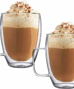 Aanbiedingen ⭐ TEKZEN Dubbelwandige Glazen Met Oor – Koffieglazen - Theeglazen – 350ml – 6 Stuks – Cappuccino Glazen - Latte Macchiato Glazen ???? -Bourgogne Shop 550x487