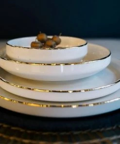 Beste deal ???? Merkloos Servies - Porseleinen Wit Met Goudkleurig Rand -kerstmis -kerstavond- Cadeau Voor Haar- Cadeau Voor Mama-tafelen-kerstmis -nieuwjaar-cadeau- Voor Mama-oud En Nieuw- Pasen- Servies- Gourmetten- Serviesset- -paasontbijt-valentijn-borden- Kerstontbijt ????