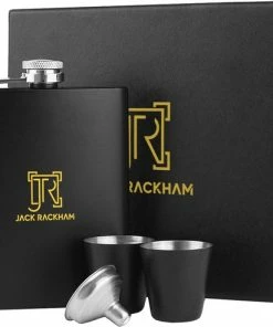 Gloednieuw ???? Heupfles - Platvink - Heupflacon - Zakflacon - Heupflesje - Whiskey - RVS - Shotglaasjes - Jack Rackham ⭐