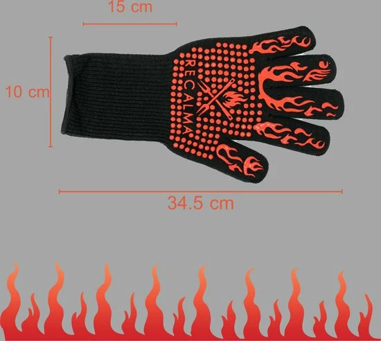 Gloednieuw ???? Recalma Hittebestendige Ovenwanten & Barbecuehandschoenen - Rood - Tot 800 °C - 2 Stuks - BBQ - Inclusief Ophanghaak ???? 7 Gloednieuw ???? Recalma Hittebestendige Ovenwanten & Barbecuehandschoenen - Rood - Tot 800 °C - 2 Stuks - BBQ - Inclusief Ophanghaak ???? - Afbeelding 7