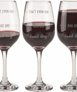 Coupon ???? Out Of The Blue Grappig Wijnglas Met Tekst - Wijncadeau Voor Vrouwen - Cadeau Sinterklaas Kerst Verjaardag - Wijnglas Met Wijnhumor En Print: Good Day, Bad Day, Don’t Even Ask ????