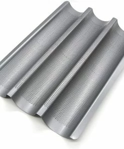 Coupon ✔️ PRETEX GOURMEO Stokbrood Bakjes Voor 3 Baguettes Met Anti-aanbaklaag - 38.5cm X 28.5cm - Franse Baguette Brood Bakplaat - Makkelijk Te Gebruiken En Poetsen 1 Backblech Für 3 Baguettes Zilver ????