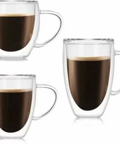Beste deal ???? HOGA Dubbelwandige Thee/koffieglazen - 4 Stuks - Dubbelwandig - 150ml - Espresso - Koud/Warm - Luxe ????