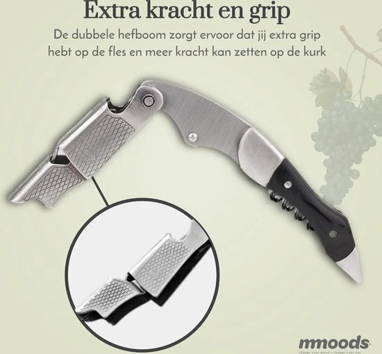 Aanbiedingen ???? Mmoods Kurkentrekker Wijn Zwart - Kelnermes Met Gesleufde Groef – Wijnopener - Sommeliermes – Cadeau ???? 4 Aanbiedingen ???? Mmoods Kurkentrekker Wijn Zwart - Kelnermes Met Gesleufde Groef – Wijnopener - Sommeliermes – Cadeau ???? - Afbeelding 4