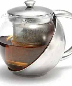 Beste Pirce ???? Youhomy Home Theepot Met Filter RVS Zilver- 1.1 Liter Glas En Zilver ✔️