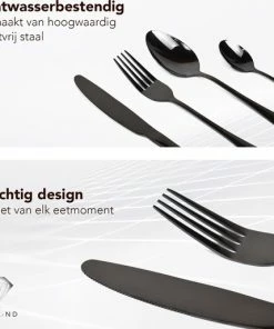 Uitgang ✔️ Dymund Bestekset - 6 Persoons Bestek - (24-delig) - Glans Besteksets - Incl. Bestekbak - RVS - Zwart ???? -Bourgogne Shop 550x514 1