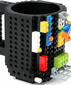 Korting ???? Merkloos Mok Met Bouwstenen - Geschikt Voor LEGO En Andere Merken - Zwart ????