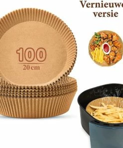 Gloednieuw ???? Merkloos Airfryer Bakpapier- 100 Stuks Niet-klevend Wegwerp Voeringen 2022 Editie - Airfryer Accessoires - Wegwerpbakjes- Airfryer Papier - Rond, Bruin – 20 Cm ????