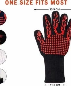 Goedkoopste ???? Merkloos BBQ Handschoen (1 Stuk) - Hittebestendig - Siliconen/Antislip - Zwart/Rood ???? -Bourgogne Shop 550x517 5
