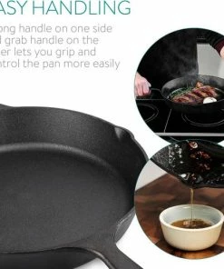Hete verkoop ⌛ Navaris Gietijzeren Koekenpan - Braadpan Van Gietijzer - Ronde Skillet - Geschikt Voor Alle Warmtebronnen - Ø 30 Cm - Ovenbestendig Tot 260 Graden ???? -Bourgogne Shop 550x519