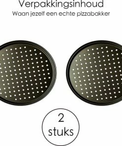Coupon ???? Merkloos Pizza Plaat - Bakplaat - Rond - Pizzaplaat - Pizzavorm - Bakplaat Voor Oven - Zwart - 26 CM - 2 Stuks ⌛ -Bourgogne Shop 550x521