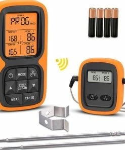 Korting ???? MostEssential Premium Draadloze Vleesthermometer - BBQ Thermometer - Kernthermometer - Suikerthermometer - Thermometer Koken - Keukenthermometer - 100 Meter Bereik - Inclusief Sondes & Batterijen ????