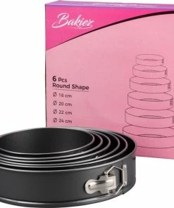 Goedkoopste ❤️ Bakiez® 6-delig Ronde Springvorm Set - Maten: Ø 28 / 26 / 24 / 22 / 20 / 18 Cm - Bakblik Rond - Taartvorm - Bakvorm - RVS - Anti Aanbaklaag ❤️ -Bourgogne Shop 550x523 1