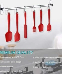 Hete verkoop ⭐ Vicloon Siliconen Keukenhulpen, 6 Stuks Siliconen Spatels Bevatten Soeplepel, Bakborstel, Spatel, Hittebestendig & Anti-aanbak, Een Kern Van Roestvrij Staal En Naadloos Eendelig Design (rood) ???? -Bourgogne Shop 550x523
