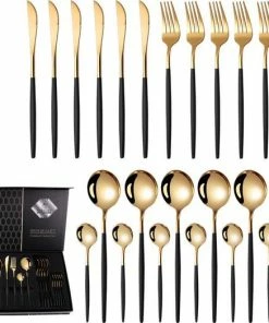 Hete verkoop ???? Timmers Trading Bestekset 6 Persoons - Gouden Bestek - Bestekset Goud 24 Delig - Vaatwasserbestendig ✔️