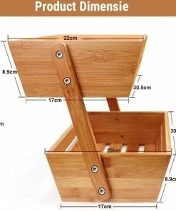 Promo ???? Spieringstore® Fruitmand – 2 Laags – Hout – Aardappelbak - Aanrecht Organiser - Fruitkistje - Fruitschaal – Fruitmand -Schaal Decoratie - Voor Fruit / Groente / Snacks / Brood ???? -Bourgogne Shop 550x527 8