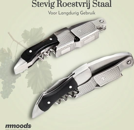 Aanbiedingen ???? Mmoods Kurkentrekker Wijn Zwart - Kelnermes Met Gesleufde Groef – Wijnopener - Sommeliermes – Cadeau ???? 5 Aanbiedingen ???? Mmoods Kurkentrekker Wijn Zwart - Kelnermes Met Gesleufde Groef – Wijnopener - Sommeliermes – Cadeau ???? - Afbeelding 5