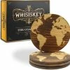 Begroting ???? Whisiskey Wereldkaart Onderzetters - Whisky Onderzetter - Onderzetters Voor Glazen - Coasters - Onderzetters Design - Whiskey Glazen - Cadeau Voor Man & Vrouw - Cadeau Voor Mannen En Vrouwen ????