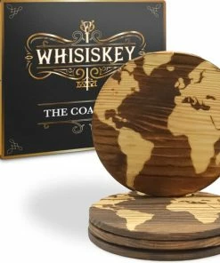 Begroting ???? Whisiskey Wereldkaart Onderzetters - Whisky Onderzetter - Onderzetters Voor Glazen - Coasters - Onderzetters Design - Whiskey Glazen - Cadeau Voor Man & Vrouw - Cadeau Voor Mannen En Vrouwen ????