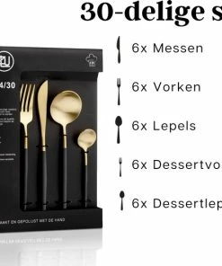 Top 10 ???? LuZana Bestek Set Goud - 30-delig - 6 Persoons - Luxe Klassieke Bestekset - Goud/zwart ???? -Bourgogne Shop 550x532 4