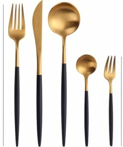 Top 10 ???? LuZana Bestek Set Goud - 30-delig - 6 Persoons - Luxe Klassieke Bestekset - Goud/zwart ???? -Bourgogne Shop 550x533 1