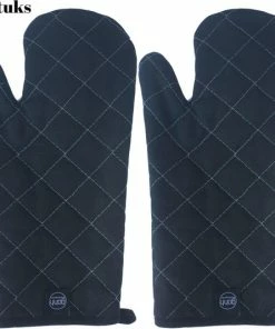 Begroting ???? Gohh® Gohh 2 Canvas Ovenhandschoenen Ovenwanten Zwart - 33 Cm (tot 300 Graden) ????
