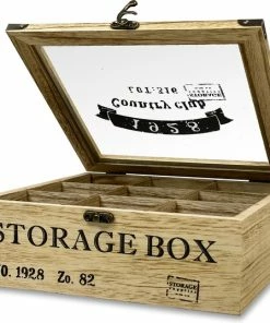 Beste Pirce ???? Merkloos MDO Theedoos - Theedoos Met Transparante Deksel - Luxe Theekist Met 9 Vakken - 9 Vaks Theedoos - Theebox Doorzichtig Voor 120 Zakjes Of Losse Thee - Hout ⌛