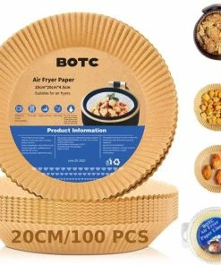 Groothandel ???? BOTC Airfryer Bakpapier - 20 Cm Bakpapier - 100 Stuks - Airfryer Accessoires - Wegwerpbakjes - Papier Bakjes ????